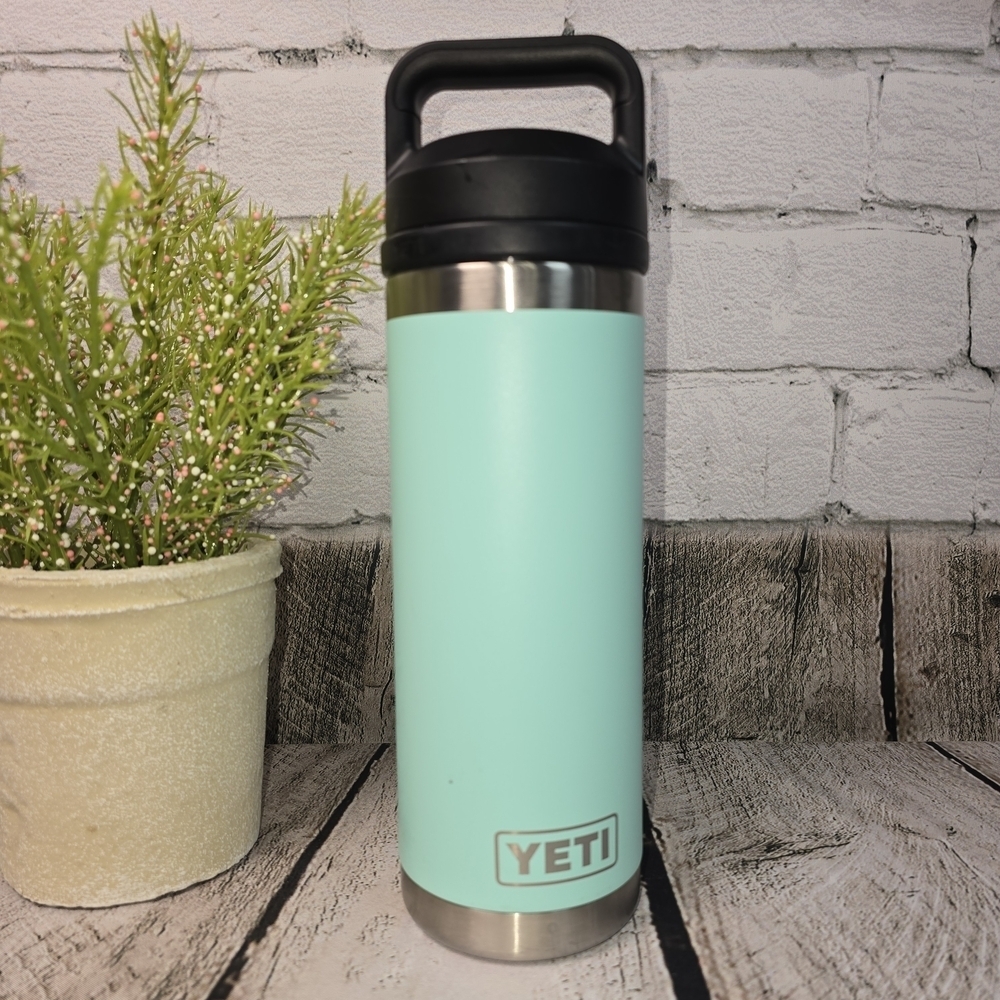 YETI Aqua Stainless Steel Bottle with Black Cap